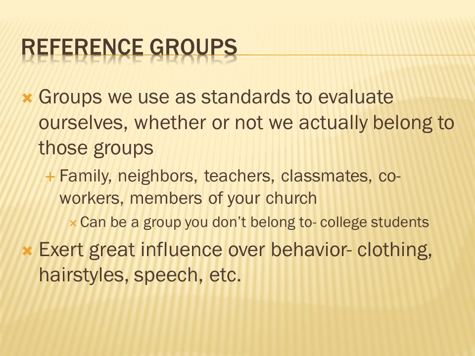 Types of groups we belong to